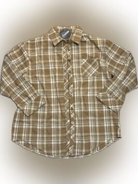 NWT Chyrii Plaid Button-Up Shirt - Tan & Cream